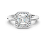 White gold Asscher Cut Diamond Halo Engagement Ring with Split Shank and Four-Prong Setting_53