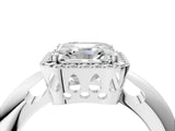 White gold Asscher Cut Diamond Halo Engagement Ring with Split Shank and Four-Prong Setting_57