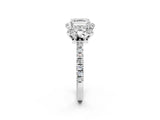 White gold Asscher Cut Diamond Halo Pave Band with Four-Prong Setting_17
