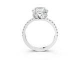 White gold Asscher Cut Diamond Halo Pave Band with Four-Prong Setting_18