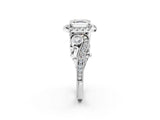 White gold Asscher Cut Diamond Halo Ring with Milgrain Pavé Band and Four-Prong Setting_168