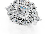 White gold Asscher Cut Diamond Halo Ring with Pavé Band and Four-Prong Setting_35