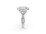 White gold Asscher Cut Diamond Halo Ring with Pavé Band and Four-Prong Setting_36
