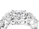 White gold Asscher Cut Diamond Halo Ring with Pavé Band and Four-Prong Setting_38