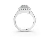 White gold Asscher Cut Diamond Halo Ring with Pavé Band and Prong Setting_10