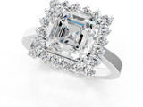 White gold Asscher Cut Diamond Halo Ring with Round Brilliant Halo and Solitaire Band_55