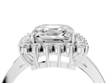 White gold Asscher Cut Diamond Halo Ring with Round Brilliant Halo and Solitaire Band_58
