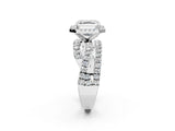 White gold Asscher Cut Diamond Halo Ring with Round Split Shank and Prong Setting_62