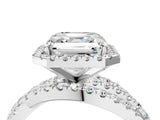 White gold Asscher Cut Diamond Halo Ring with Round Split Shank and Prong Setting_64