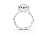 White gold Asscher Cut Diamond Halo Ring with Solitaire Band and Prong Setting_73
