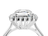 White gold Asscher Cut Diamond Halo Ring with Solitaire Band and Prong Setting_74