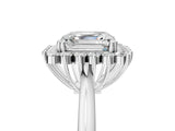 White gold Asscher Cut Diamond Halo Ring with Solitaire Band and Prong Setting_75
