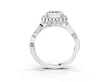 White gold Asscher Cut Diamond Halo Ring with Vintage Split Shank and Four-Prong Setting_61