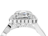 White gold Asscher Cut Diamond Halo Ring with Vintage Split Shank and Four-Prong Setting_62