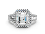 White gold Asscher Cut Diamond Halo Split Shank Engagement Ring_40