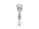 White gold Asscher Cut Diamond  Halo Twist Band Solitaire Prong Setting Ring_25