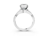 White gold Asscher Cut Diamond  Halo Twist Band Solitaire Prong Setting Ring_25
