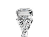 White gold Asscher Cut Diamond  Halo Twist Band Solitaire Prong Setting Ring_28