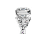 White gold Asscher Cut Diamond  Halo Twist Band Solitaire Prong Setting Ring_29