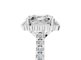 White gold Asscher Cut Diamond Milgrain Floral Halo Engagement Ring with Pavé Band_26