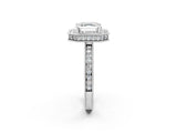 White gold Asscher Cut Diamond Milgrain Halo Engagement Ring with Round Pavé Band and Prong Setting_14
