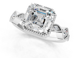 White gold Asscher Cut Diamond Milgrain Marquise Band with Prong Setting_6
