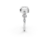 White gold Asscher Cut Diamond Milgrain Marquise Band with Prong Setting_7