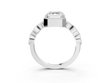 White gold Asscher Cut Diamond Milgrain Marquise Band with Prong Setting_8