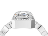 White gold Asscher Cut Diamond Milgrain Marquise Band with Prong Setting_9