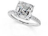 White gold Asscher Cut Diamond Pavé Band Ring with Four-Prong Setting_24