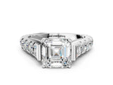 White gold Asscher Cut Diamond Pavé Band Solitaire with Four-Prong Setting_16