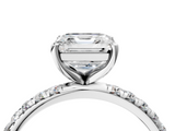White gold Asscher Cut Diamond Pavé Band Solitaire with Four-Prong Setting_19