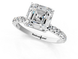 White gold Asscher Cut Diamond Pavé Band Solitaire with Four-Prong Setting_33