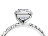 White gold Asscher Cut Diamond Pavé Band Solitaire with Four-Prong Setting_41