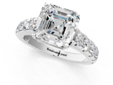 White gold Asscher Cut Diamond Pavé Band Solitaire with Four-Prong Setting_4
