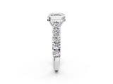 White gold Asscher Cut Diamond Pavé Band Solitaire with Four-Prong Setting_5