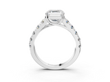 White gold Asscher Cut Diamond Pavé Band Solitaire with Four-Prong Setting_6