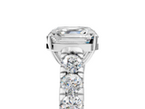 White gold Asscher Cut Diamond Pavé Band Solitaire with Four-Prong Setting_8