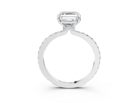 White gold Asscher Cut Diamond Pavé Engagement Ring with Round with Moissanite side stone Accents and Prong Setting_27