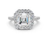White gold Asscher Cut Diamond Pavé Halo Ring with Four-Prong Setting_35