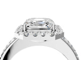 White gold Asscher Cut Diamond Pavé Halo Ring with Four-Prong Setting_39