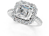 White gold Asscher Cut Diamond Pavé Halo Ring with Four-Prong Setting_40