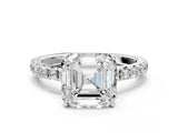 White gold Asscher Cut Diamond Pavé Solitaire Engagement Ring with Four-Prong Setting_90