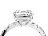 White gold Asscher Cut Diamond Pavé Solitaire Engagement Ring with Four-Prong Setting_92