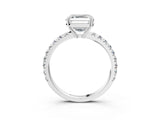 White gold Asscher Cut Diamond Pavé Solitaire Engagement Ring with Four-Prong Setting_93