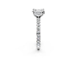 White gold Asscher Cut Diamond Pavé Solitaire Ring with Round Band and Prong Setting_18