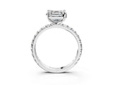 White gold Asscher Cut Diamond Pavé Solitaire Ring with Round Band and Prong Setting_19