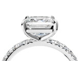White gold Asscher Cut Diamond Pavé Solitaire Ring with Round Band and Prong Setting_20