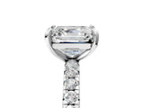 White gold Asscher Cut Diamond Pavé Solitaire Ring with Round Band and Prong Setting_21