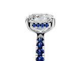 White gold Asscher Cut Diamond Pave Band Solitaire Ring with Round with Blue Sapphire side stone and Prong Setting_29